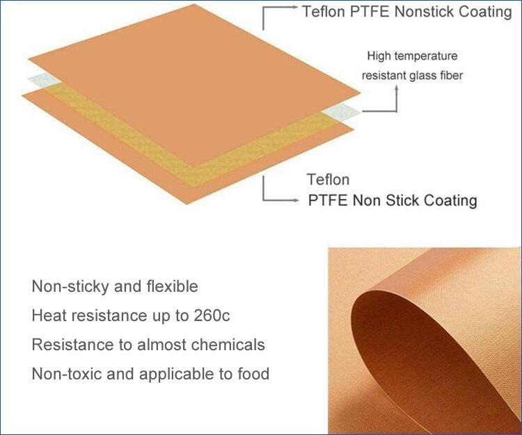 Brown PTFE Glass Fiber Teflon Coated Fabrics With Non-Adhesive